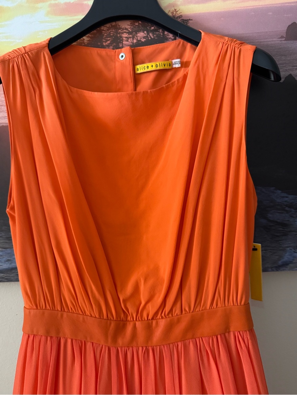 Alice+Olivia by Stacey Bendet Leather Waist Soft Orange Maxi Dress/ Gown/6/NWT - Picture 10 of 17